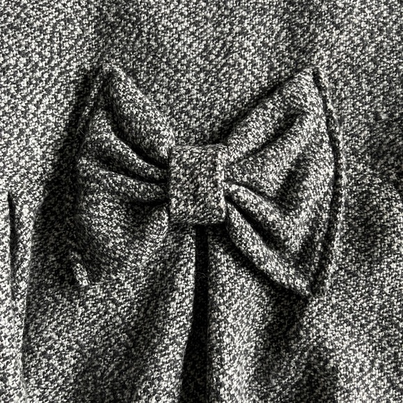 Kaity Grey Wool Blend Babydoll Coat with Velvet Buttons and Bow size XL - Picture 5 of 9